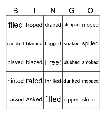 Sounds of -ed Bingo Card