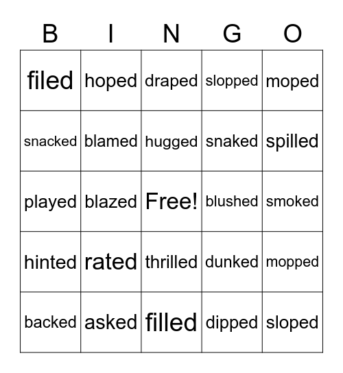 Sounds of -ed Bingo Card