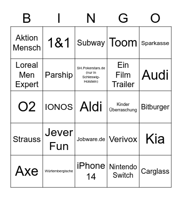 Superbowl Werbebingo '23 Bingo Card