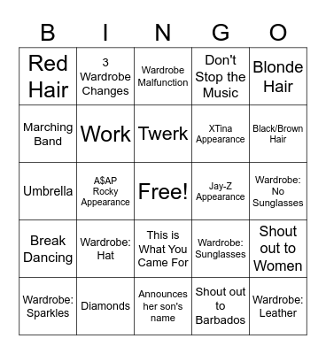 Rhi Rhi's Super Bowl Spectacular Bingo Card
