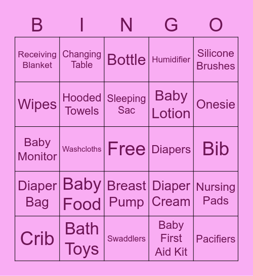 BABY SHOWER Bingo Card