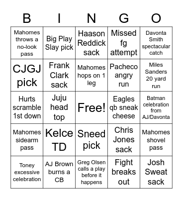 SuperBowl 57 BINGO Card