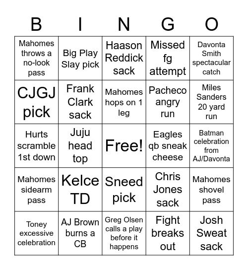 SuperBowl 57 BINGO Card