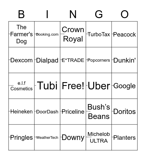 Super Bowl LVII BINGO! Bingo Card