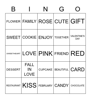 Valentine's Bingo Card