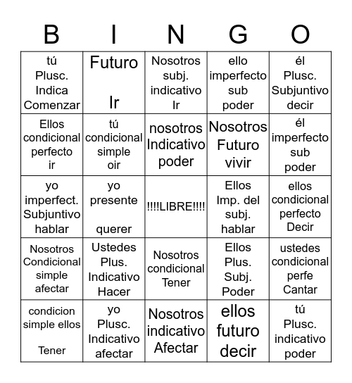 SPAN 2002 Bingo Card