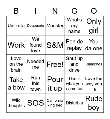 FENTY SUPERBOWL Bingo Card