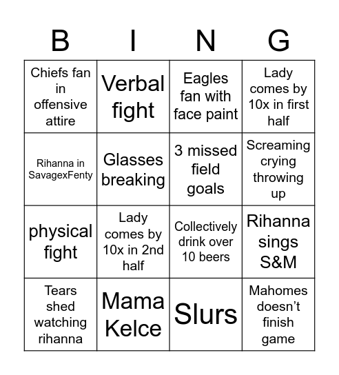 Grease the poles! Bingo Card