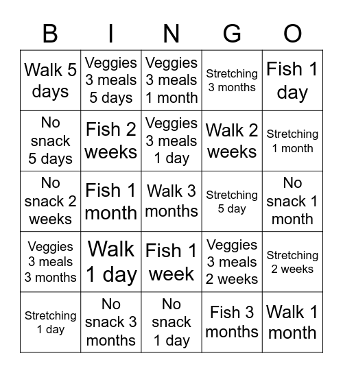 Monthly Goals for May Bingo Card