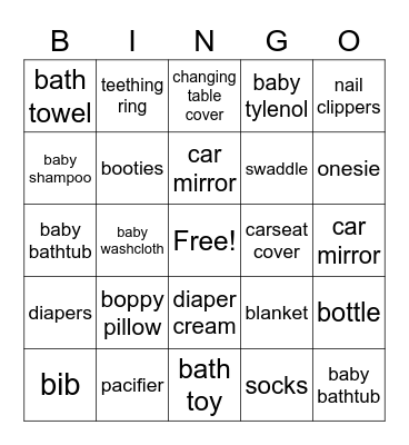 Baby Shower Bingo! Bingo Card