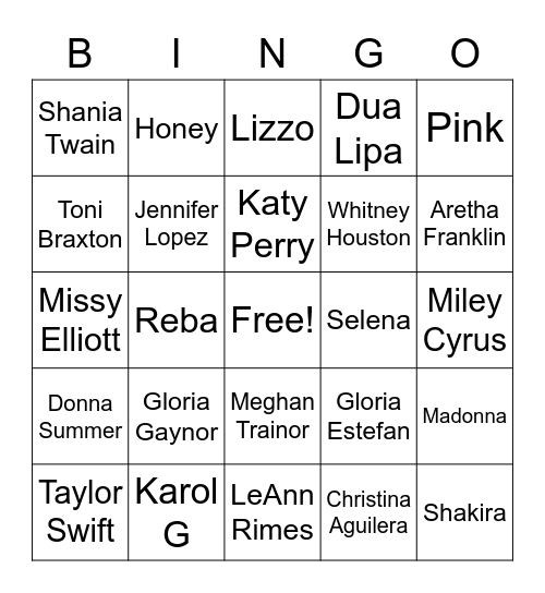 Girl Power Singo Bingo Card