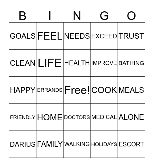 CKCG HEALTHCARE SERVICES Bingo Card