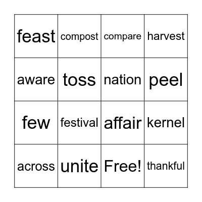 Lesson 12 Bingo Card