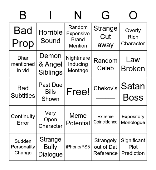 Dhar Mann Bingo Card