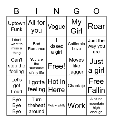 Half Time Hits Singo Bingo Card