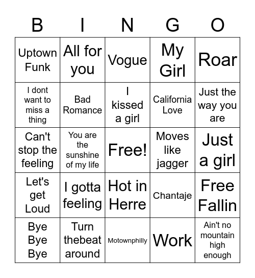 Half Time Hits Singo Bingo Card