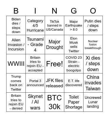 2023 Bingo Card