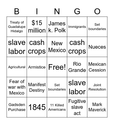Texas statehood review Bingo Card