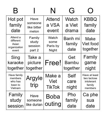 ACE Family Bingo Card
