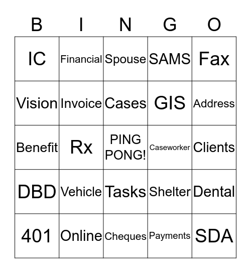 ODSP Bingo Card