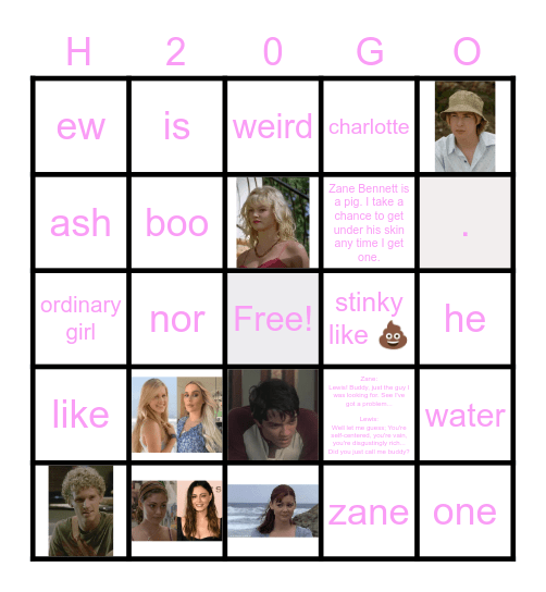 H20 Bingo Card