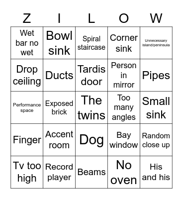 Zillow Bingo Card