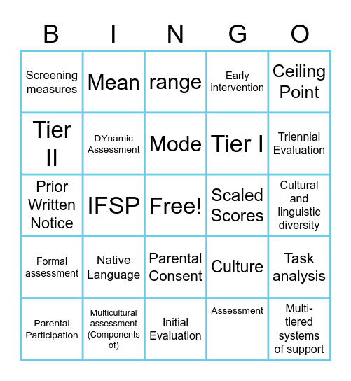 SPE Bingo Card