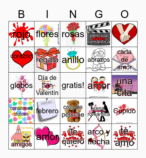 Día de San Valentín Bingo Card