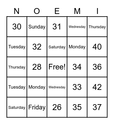 Birthday Bingo Card