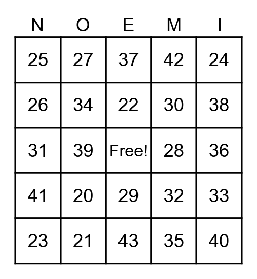 Birthday Bingo Card