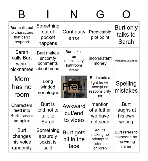 BurtGasm's MC Highschool RP Bingo Card