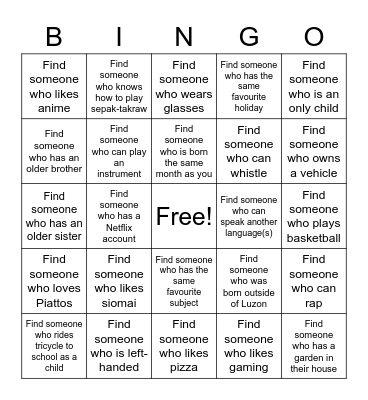 Get to Know Your Church Friends Bingo Card
