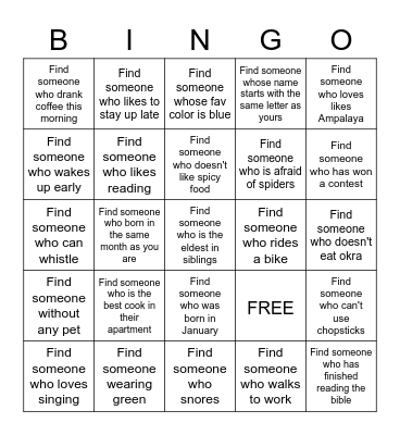 WHAT WE LOVE... Bingo Card