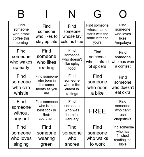 WHAT WE LOVE... Bingo Card