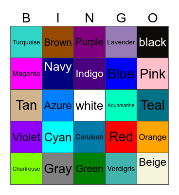 Color Bingo I Bingo Card
