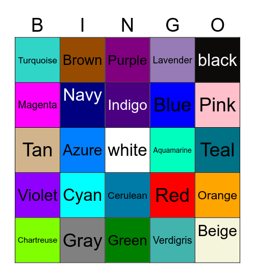 Color Bingo I Bingo Card