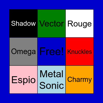 Sonic Heroes Bingo Card