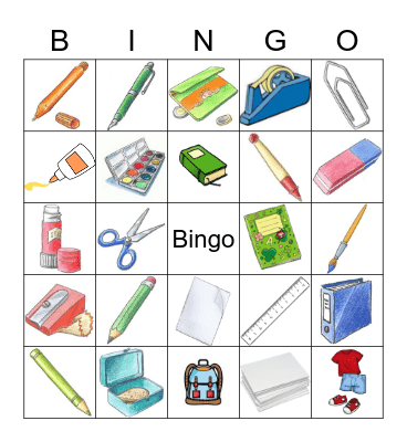 Schulsachen Bingo Card