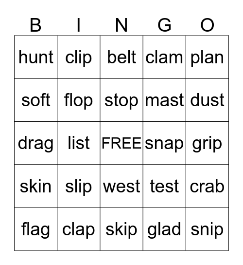 Blends Bingo Card