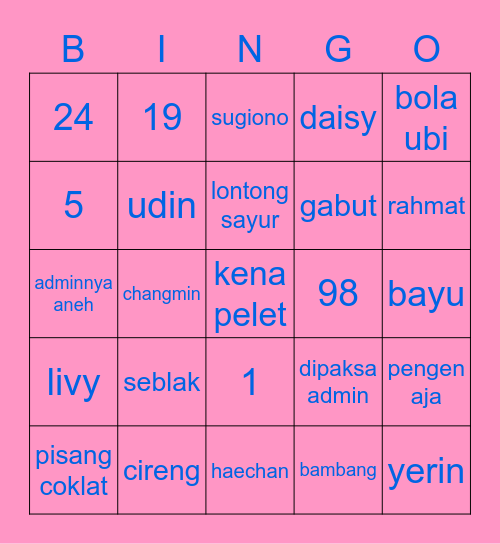 daisy Bingo Card