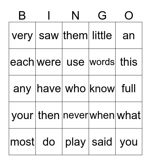 weeek 18 Bingo Card