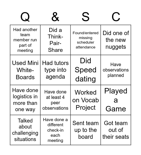 Meeting Bingo! Bingo Card