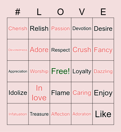 Love Bingo Card