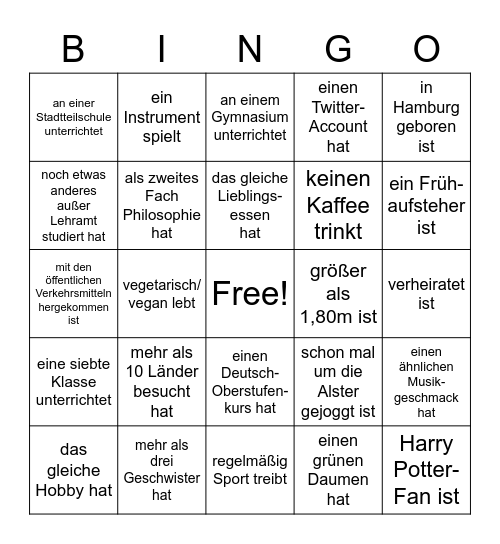 Fachseminar Deutsch Hagelberg Bingo Card