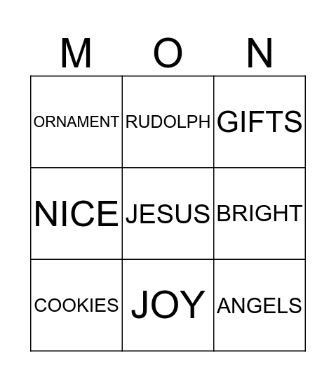 First Bank Chirstmas Fun! Bingo Card