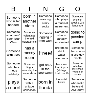 Alumni & New Student Mixer BINGO Card