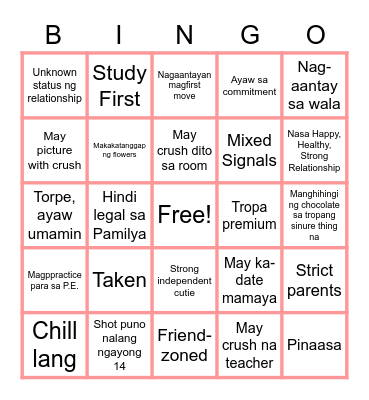 Valentine's Bingo Card