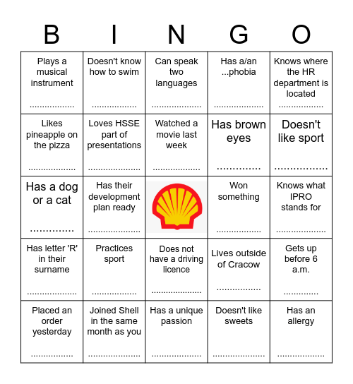 UK Team Building - FIND SOMEONE WHO... Bingo Card