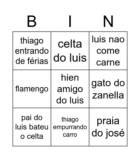 Fabao's Bingo Card