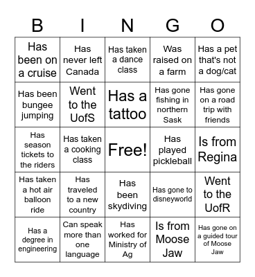 Find someone who... Bingo Card